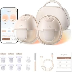 eufy Heated Wearable Breast Pump S1 Pro, Slim Hands-Free Breast Pump with Industry-Leading HeatFlow™ Tech, Wireless Charging Case, App-Controlled OptiRhythm™, Hospital-Grade Suction, in-Bra Use